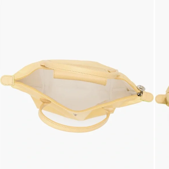 NIB Longchamp Small Le Pilage Green Recycled Canvas Top with Handle Bag (Wheat) - Picture 5 of 12